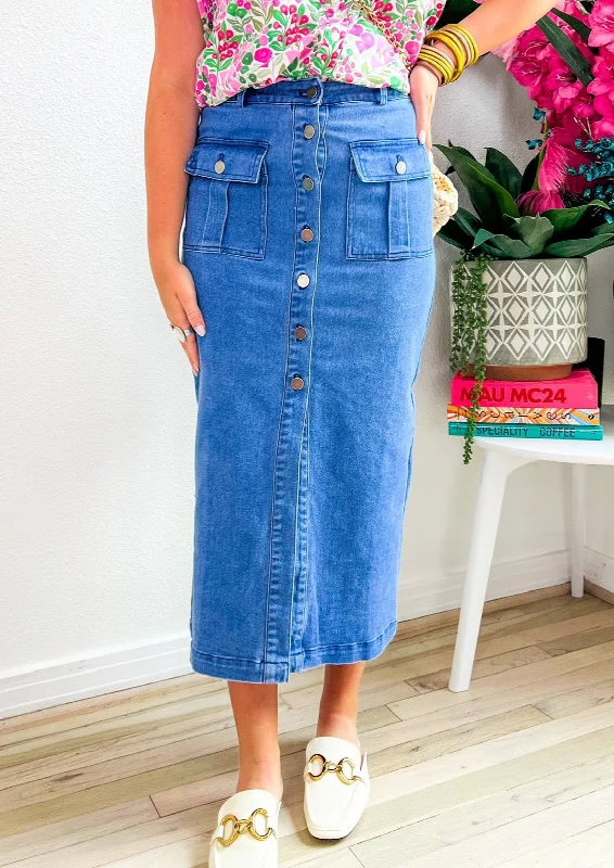 Napa Midi Skirt - Denim