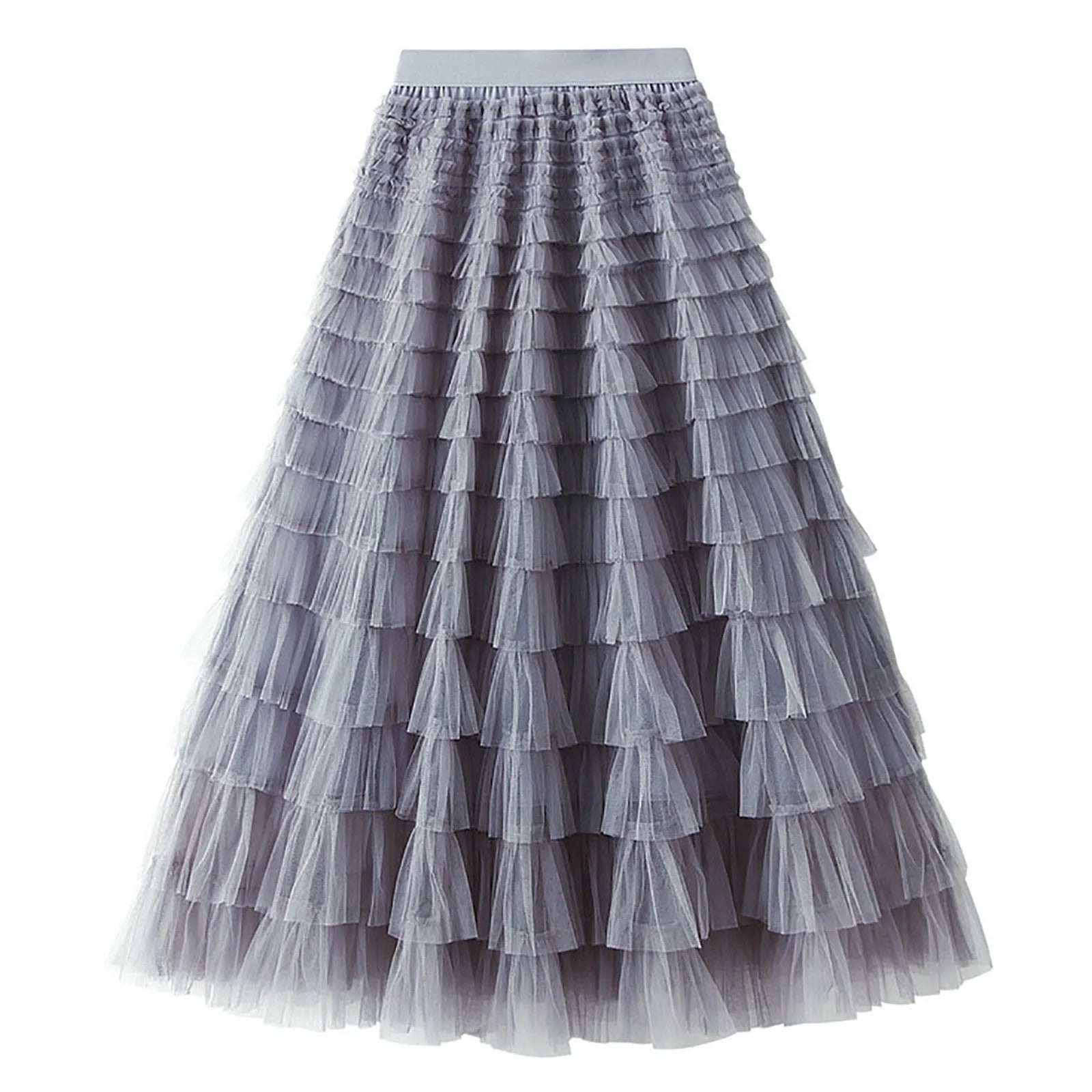 Tiered Mesh Skirt - Dove Grey