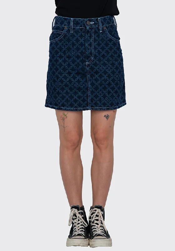 CHARLES JEFFREY LOVERBOY CJLAW22ADS ETCHED ART DENIM SKIRT