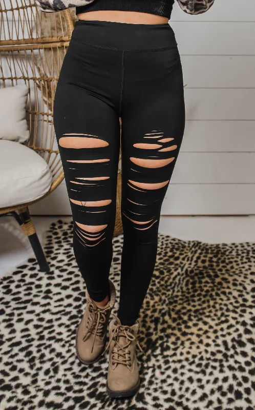 Black Laser Cut High Waist Leggings | FINAL SALE