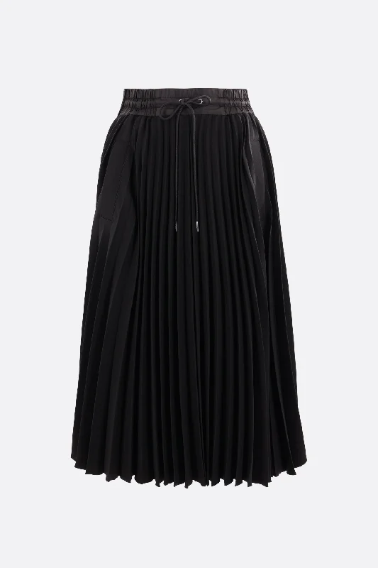 pleated technical jersey midi skirt