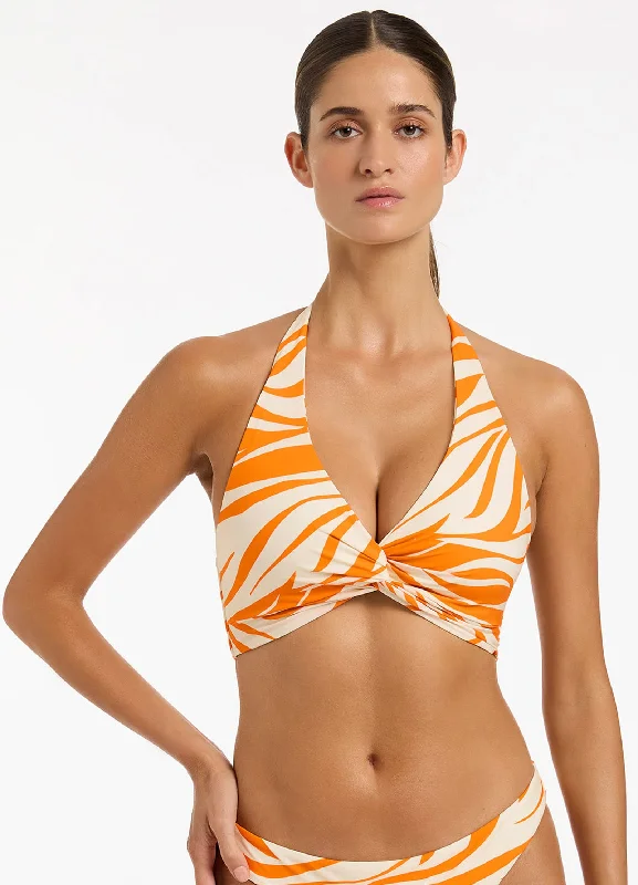 Fine Lines D-DD Twist Front Top - Papaya