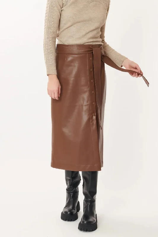 Églantine Midi vegan Leather Skirt - Coco