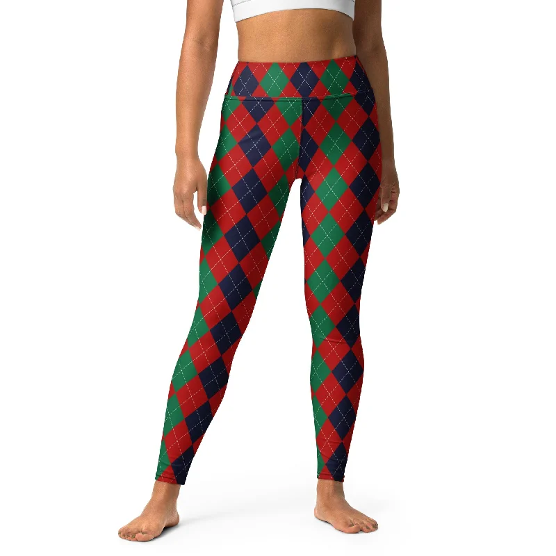 Christmas Argyle Yoga Leggings