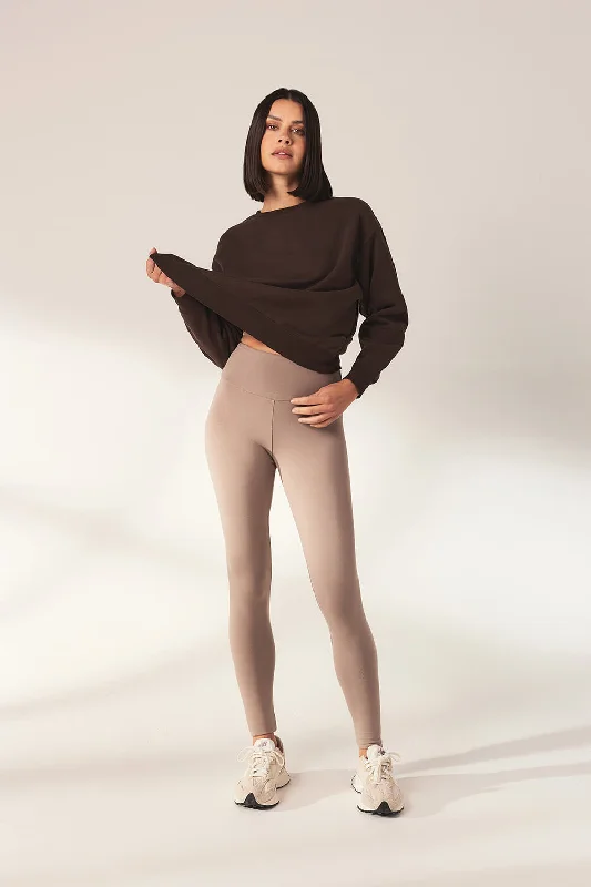 Lightweight Everyday High Waisted Leggings - Stone