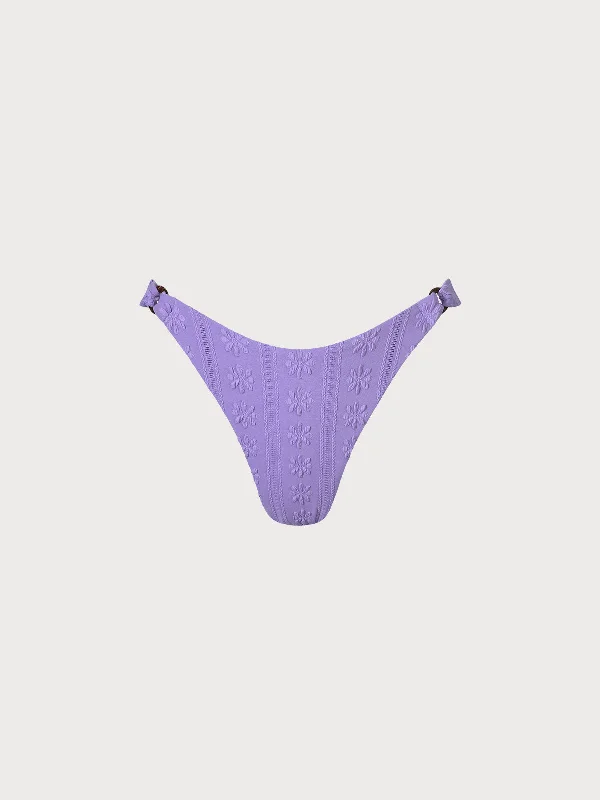 Purple Jacquard High Cut Bikini Bottom