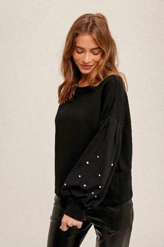 Clara Rhinestone Sweatshirt Trendy Women's 