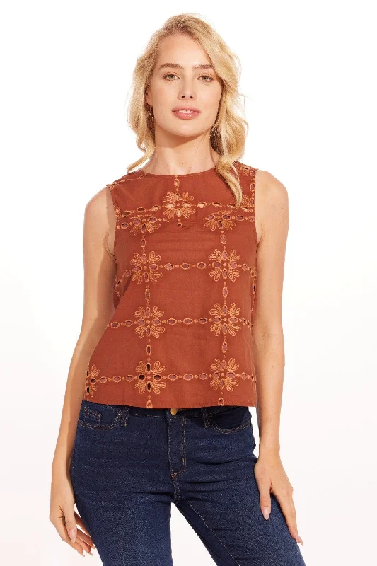 Carrie Top - Cotton Eyelet Sedona Hip Women's Retro