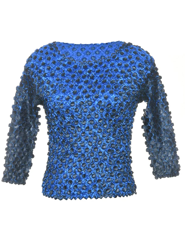 Popcorn Blue &Black Top - S Laid - back Women's Style