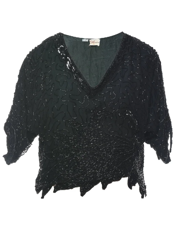 Silk Beaded Evening Top - XL Sporty Women's Tennis
