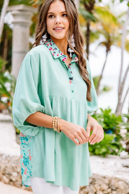 Think It Over Emerald Green Floral Tunic Sharp Women's Italian