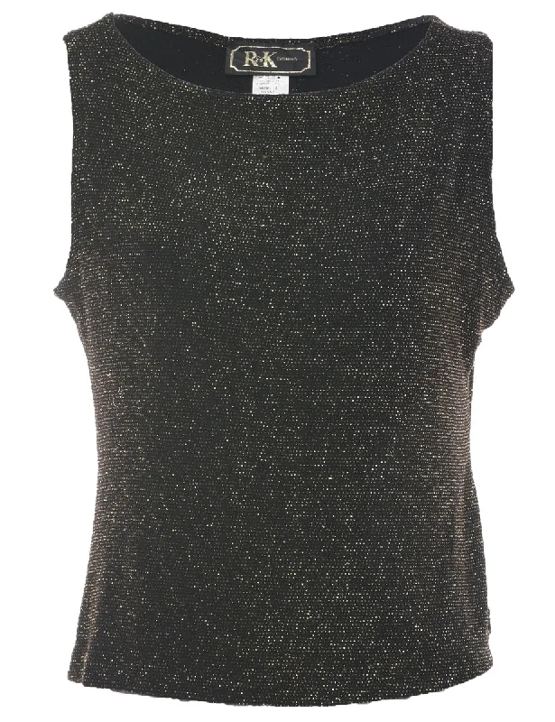 Lurex Black Evening Top - M Dapper Women's 1920S