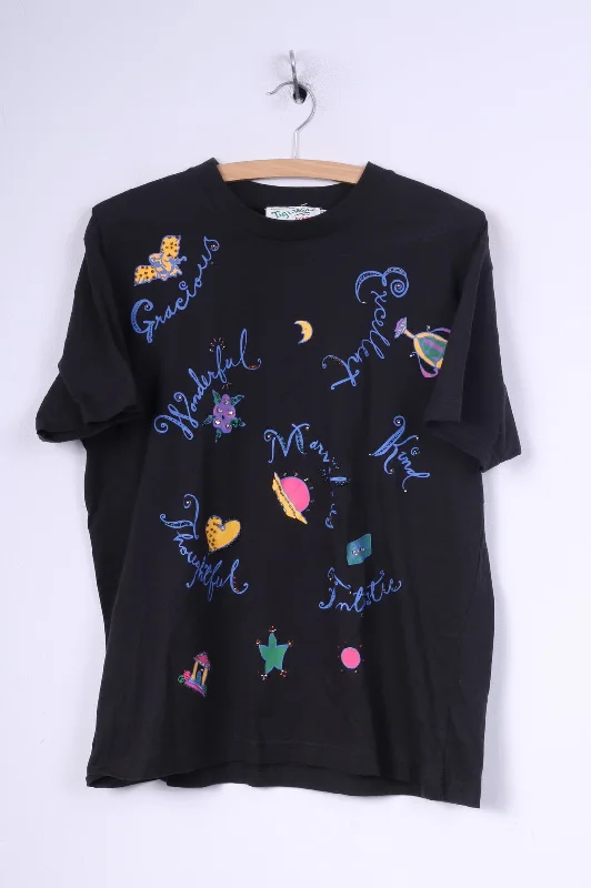 Tigi-Wear by Rinku Womens One Size T-Shirt Graphic Black Cotton Top Preppy Women's College Tigi-Wear by Rinku Womens One Size T-Shirt Graphic Black Cotton Top Preppy Women's College