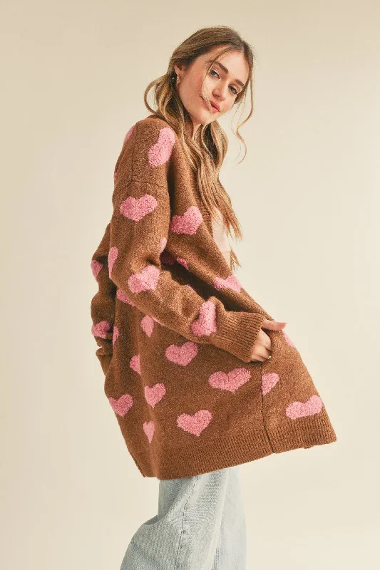 Extra Mocha Heart Cardigan Modern Women's Tech