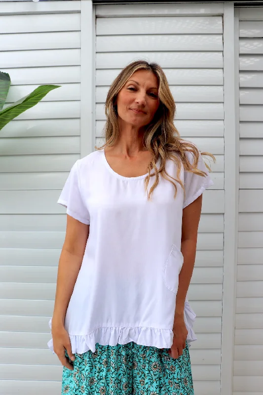 Amalfi Short Sleeve Top In White Laid - back Women's Vibe