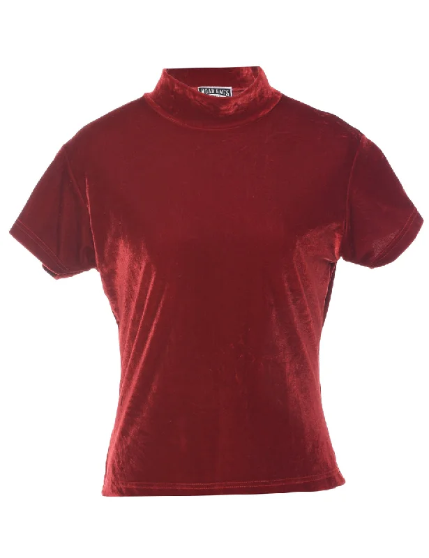 Velvet Fabric Red Evening Top - M Compression