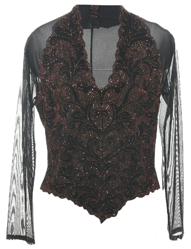 Beaded Evening Top - M Cool Women's Distressed
