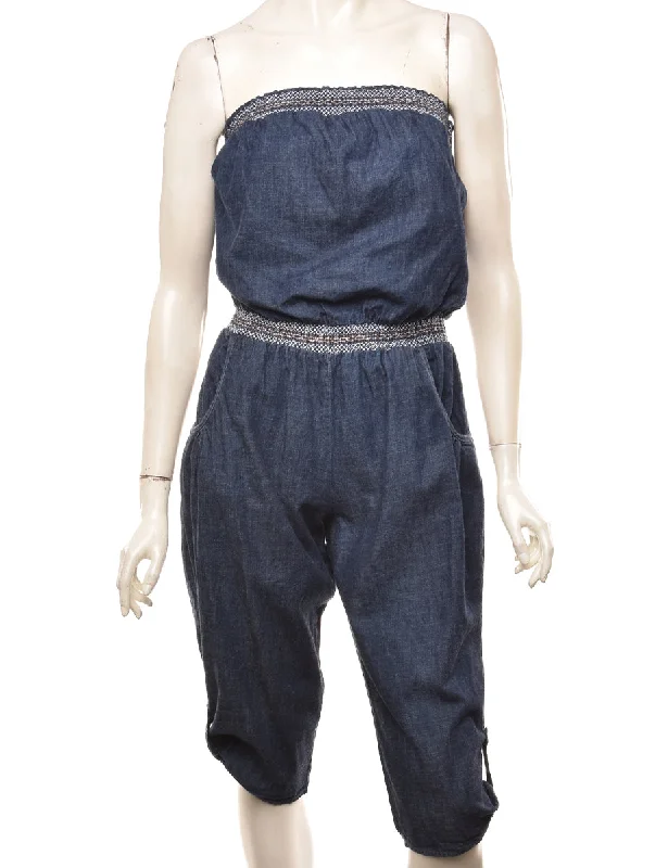 Strapless Denim Jumpsuit - XS Relaxed Women's Beachy