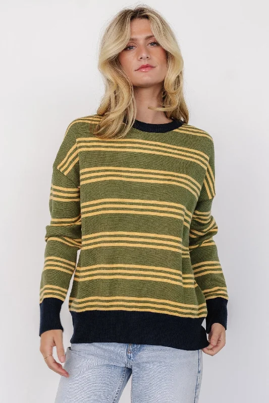 Thomas Striped Sweater | Olive Multi Modern Women's 