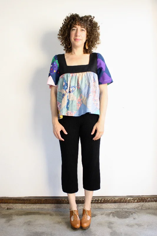 Square Neck Shirt - OOAK Small Youthful Women's Anime - inspired