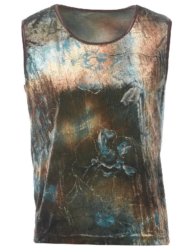 Floral Velvet Evening Top - S Sustainable Organic