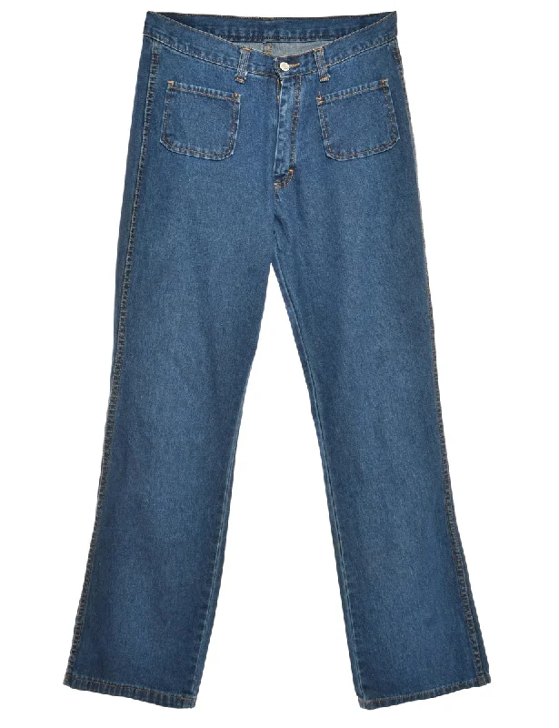 High Waist Indigo Straight Fit Jeans - W30 L33 Laid - back Women's Vibe