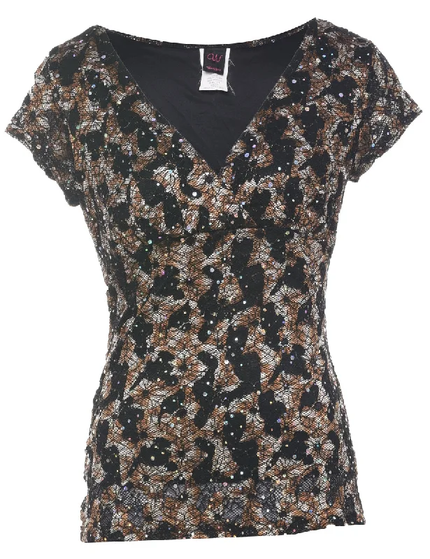 Sequined Evening Top - S Youthful Women's Anime - inspired