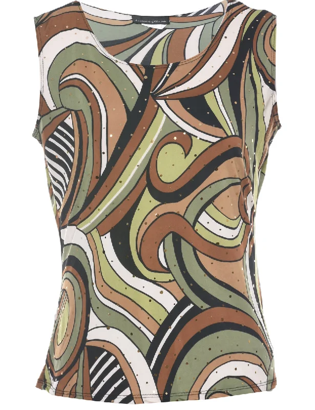 Abstract Print Y2K Evening Top - M Compression