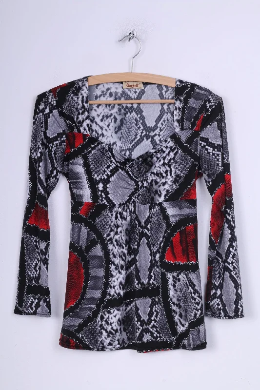 Charbell Paris Womens M Blouse Snake Print Long Sleeve European