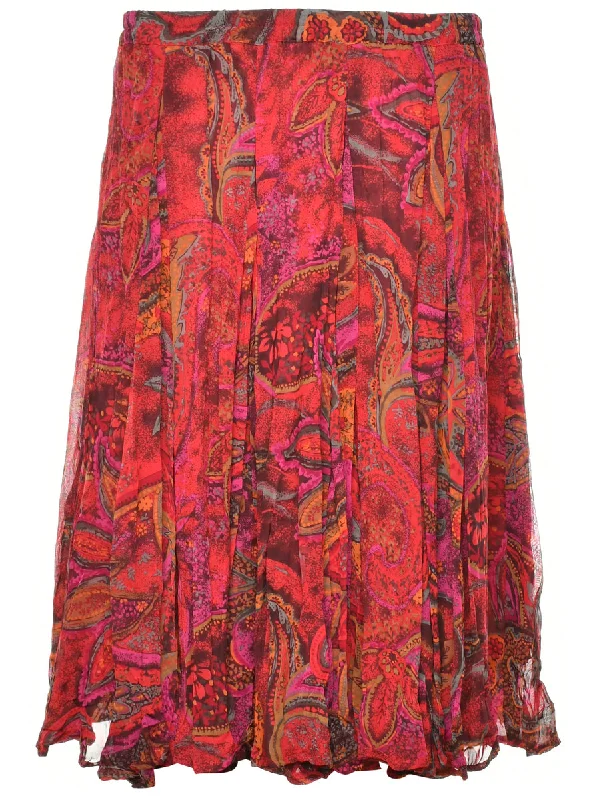 Paisley Pattern Skirt - M Casual Women's Loose - fitting