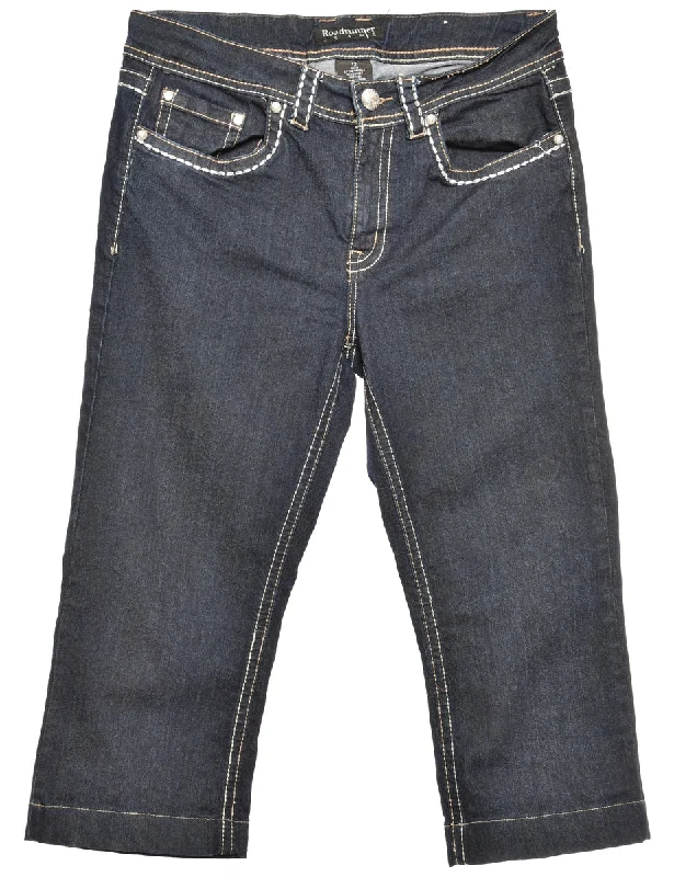 Zip Front Straight Fit Jeans - W32 L20 Monochromatic Office Style