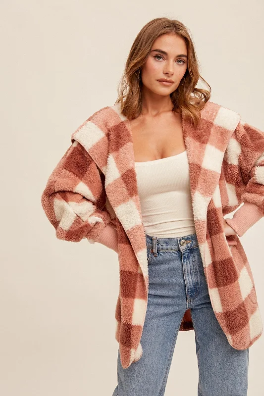 Pippa Rose Check Sherpa Streetwear Style for 
