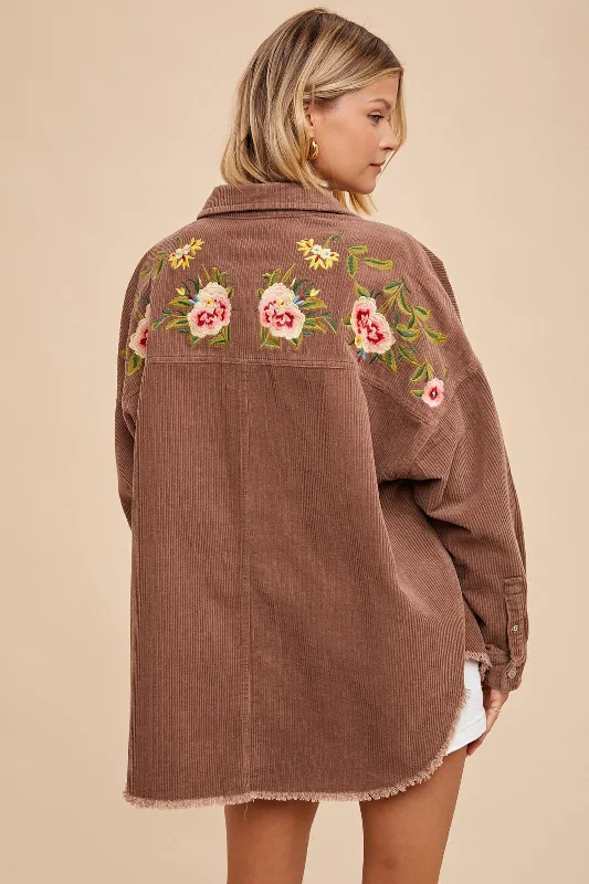 Willow Embroidered Jacket Cozy Women's Sherpa - lined