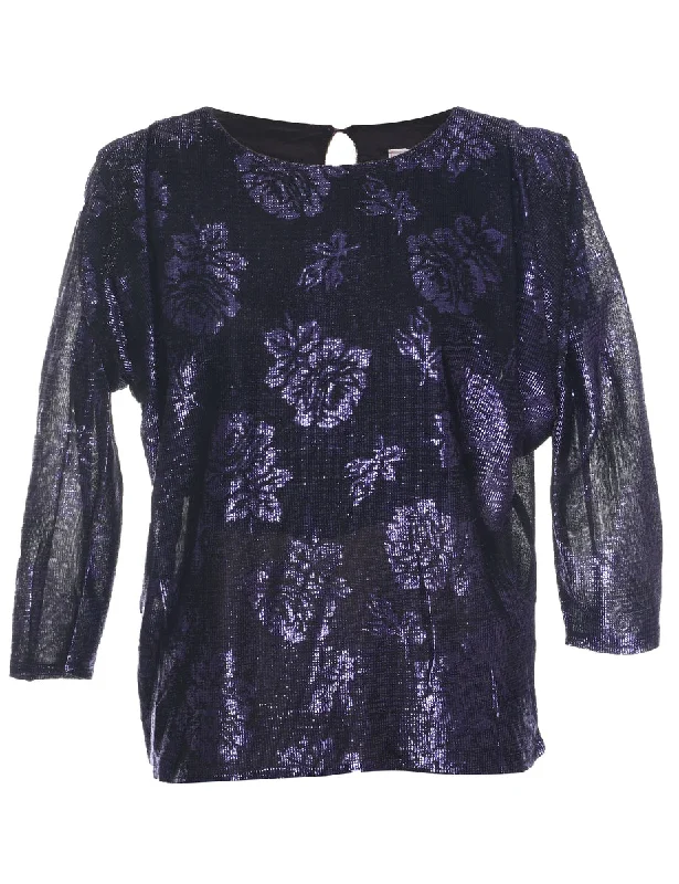 Lurex Purple Evening Top - L Traditional Women's 