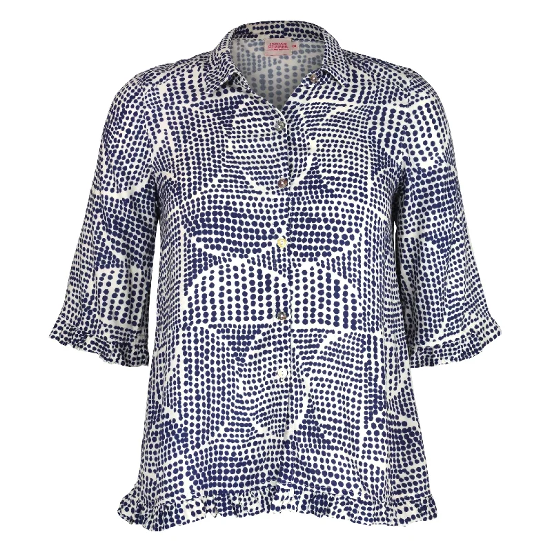 Rose Ruffle Shirt Navy Abs Circle Cashmere
