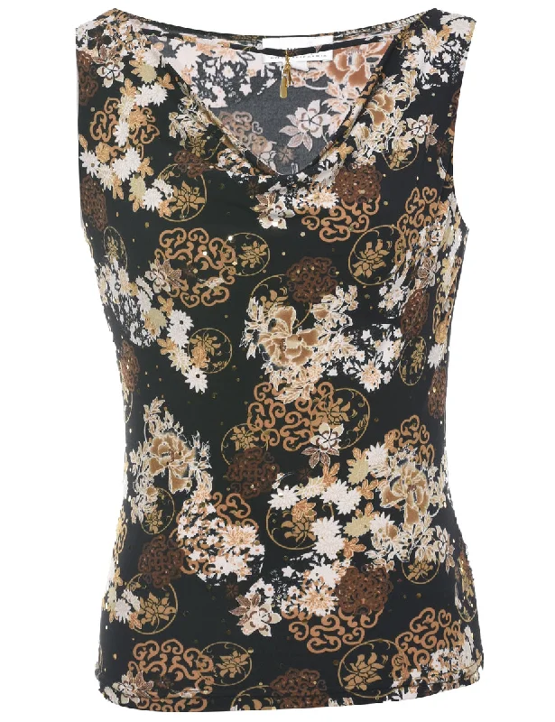 Floral Evening Top - M Geometric