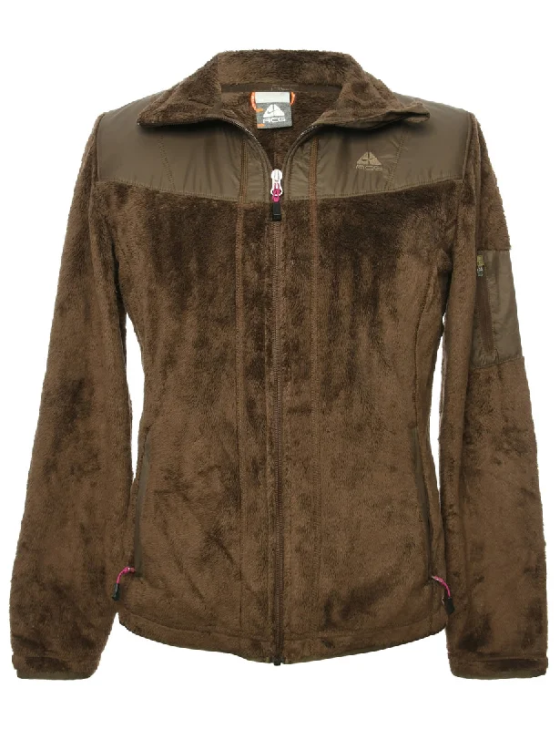 Brown Fleece Sweatshirt - M Elegant Women's 