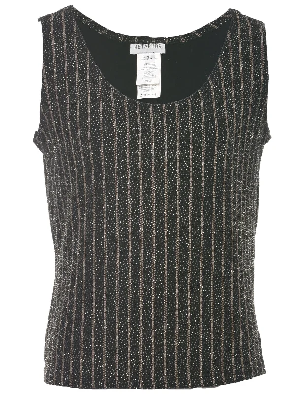 Sparkly Black Evening Top - XL Hip Women's Urban