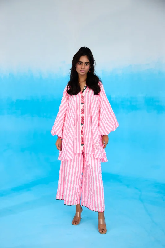 Pink Candy Stripes Raglan Shirt Vintage Women's 1970S 