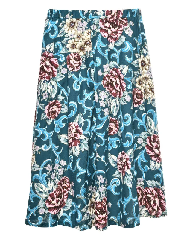 Floral A-line Skirt - M Monochromatic All - in - one