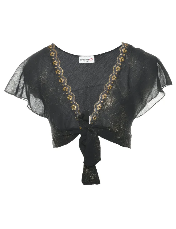 Cropped Black Evening Top - S Contemporary 