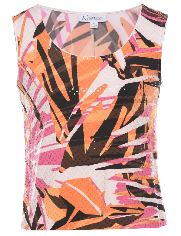 Abstract Print Evening Top - S Youthful Women's Pop