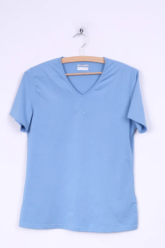 Reebok Womens M Shirt Light Blue V Neck Sport Short Sleeve garde