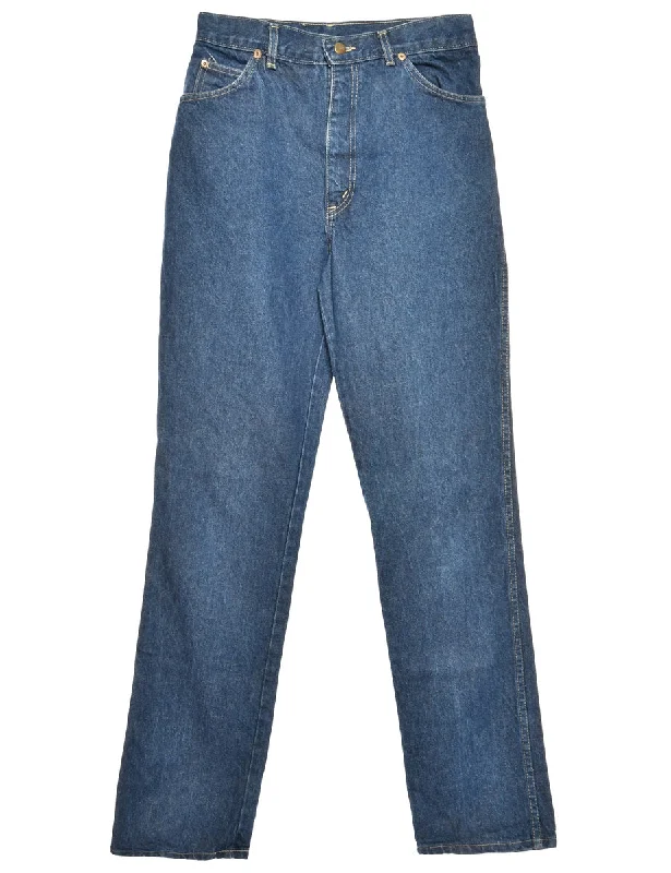 Zip Front Indigo Straight Fit Jeans - W28 L32 Tough Women's Military - inspired
