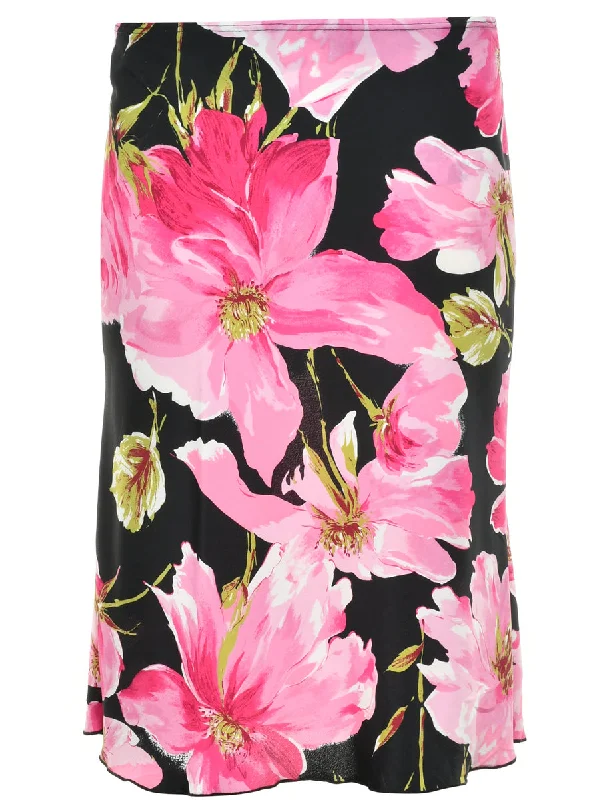 Floral Print Pencil Skirt - M Feminine Women's Soft 