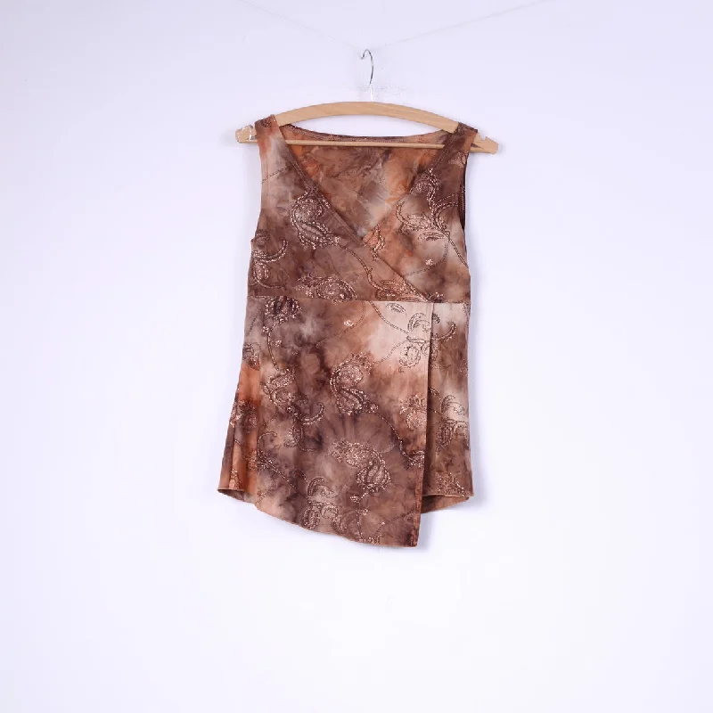 Lorsay Womens L Top V Neck Tie Dye Peach Sleeveless Relaxed Women's 