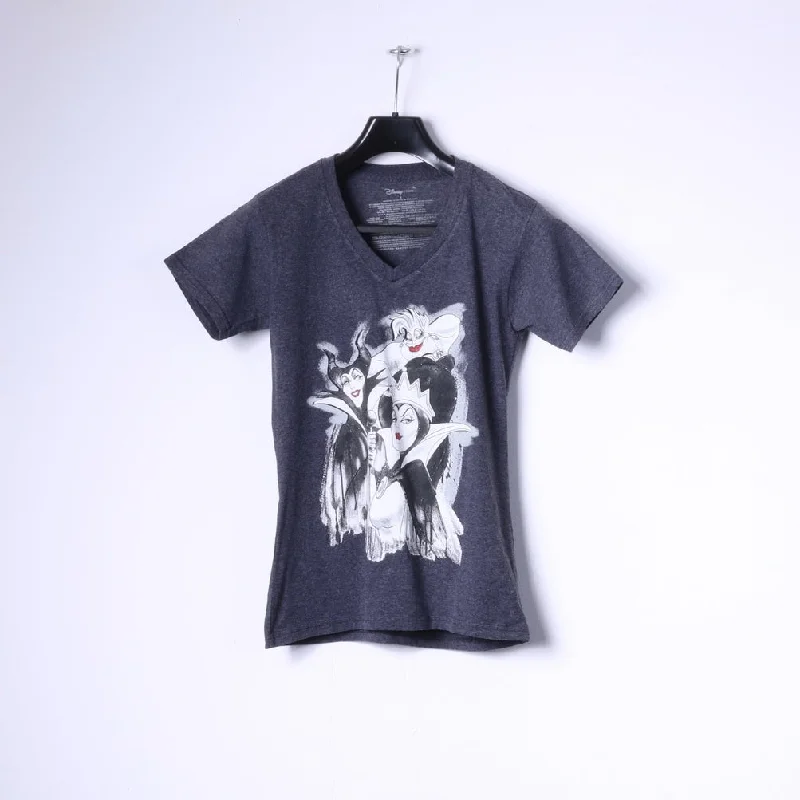 Disney Store Womens S T-Shirt Grey Cotton Graphic Black Characters Top Cozy Women's Sherpa - lined