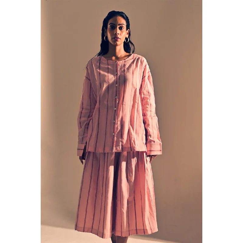 Pink Cotton Step Ladder Pattern Shirt Disco