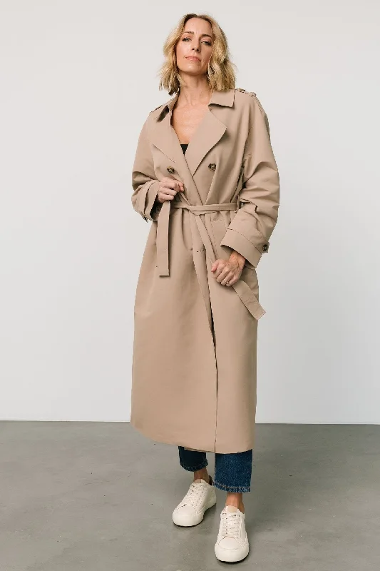 Elias Trench Coat | Beige Monochromatic Office Style