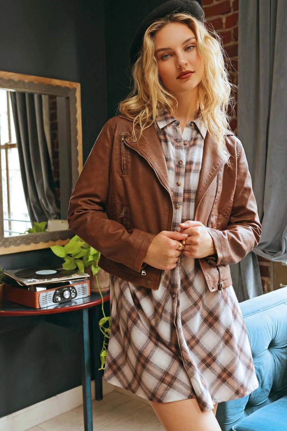 Farrah Leatherette Jacket Unique Women's Upcycled